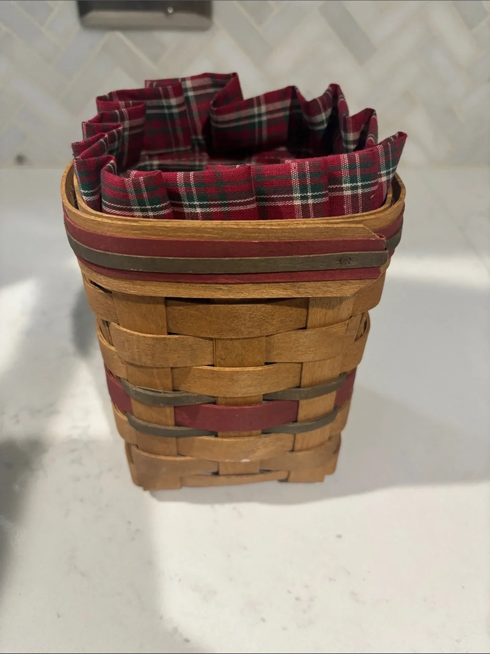 Special Edition 1993 Christmas Nutcracker Basket with Red Plaid Liner